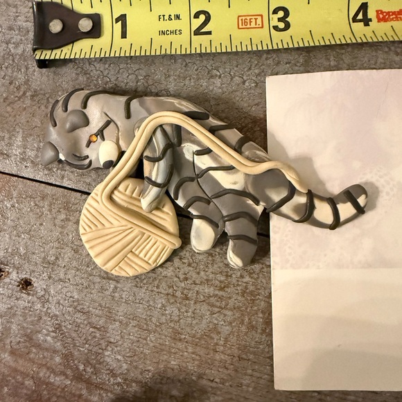 Vintage Cat Brooch Pin Lot Tigre Lis Polymer Clay Wearable Art Jewelry Handmade - Picture 10 of 12